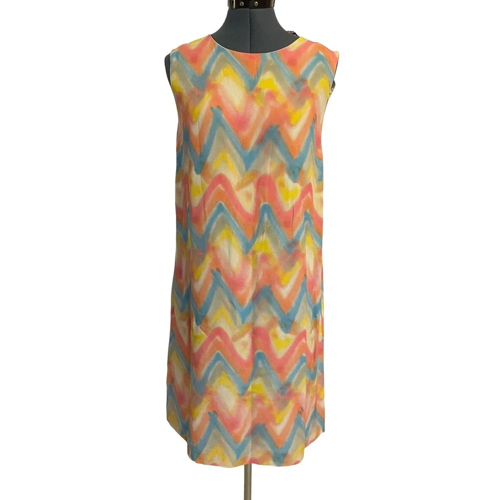 NWT Missoni Chevron‎ Zig Zag Pastel Sleeveless Shift Dress Luxury 44 8 $470